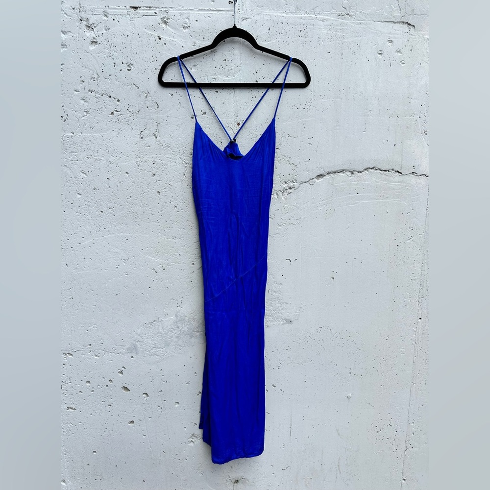Blue satin dress from zara Small good condition